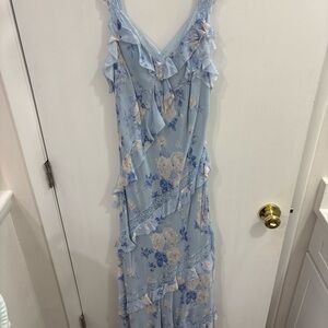 LoveShackFancy Blue Floral Maxi Dress